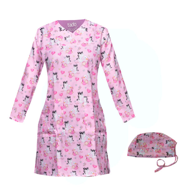 زي طبي نسائي لطب النساء والتوليد وقبعة مع 3 جيوب – احترافي وعملي