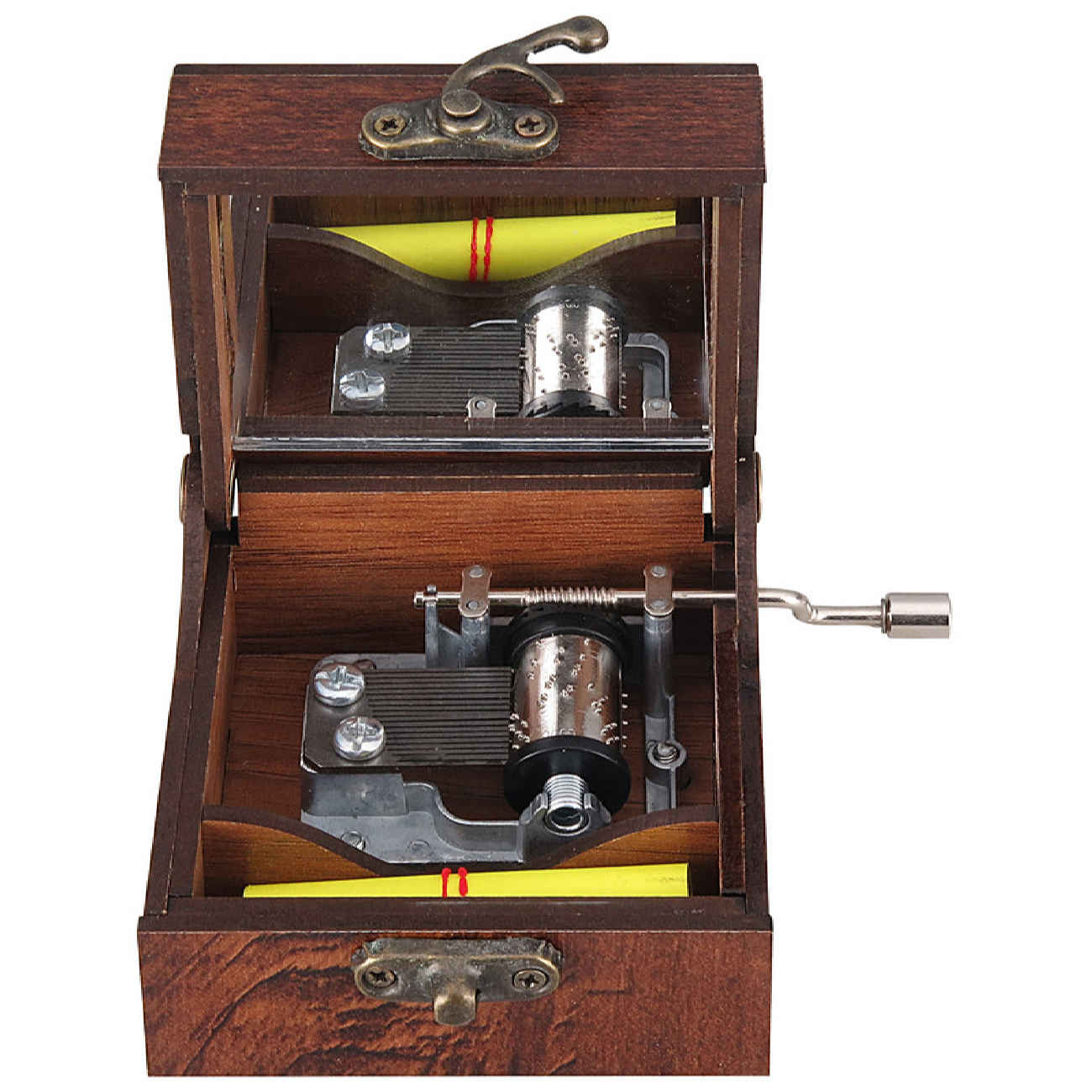 صندوق موسيقي خشبي مع تصميم سجادة إيرانية