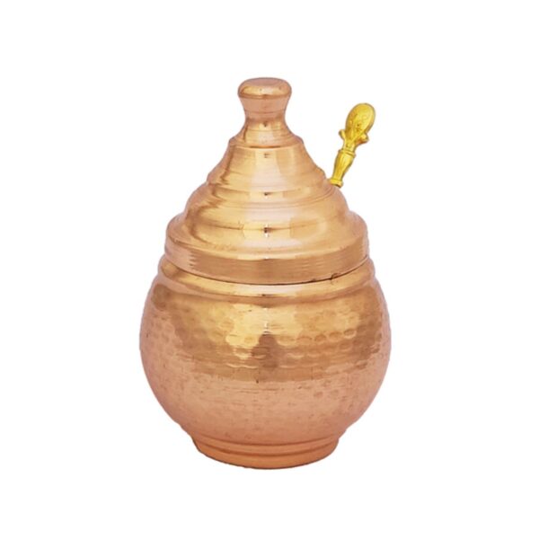 جرة تخزين مطبخ نحاسية مصنوعة يدويًا - مثالية لتنظيم المطبخ - مطروقة مع مقبض