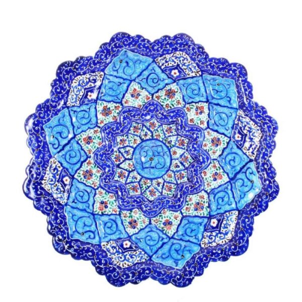 لوحة من النحاس الزخرفية مطلية بالمينا الإيراني ومرسومة يدوياً