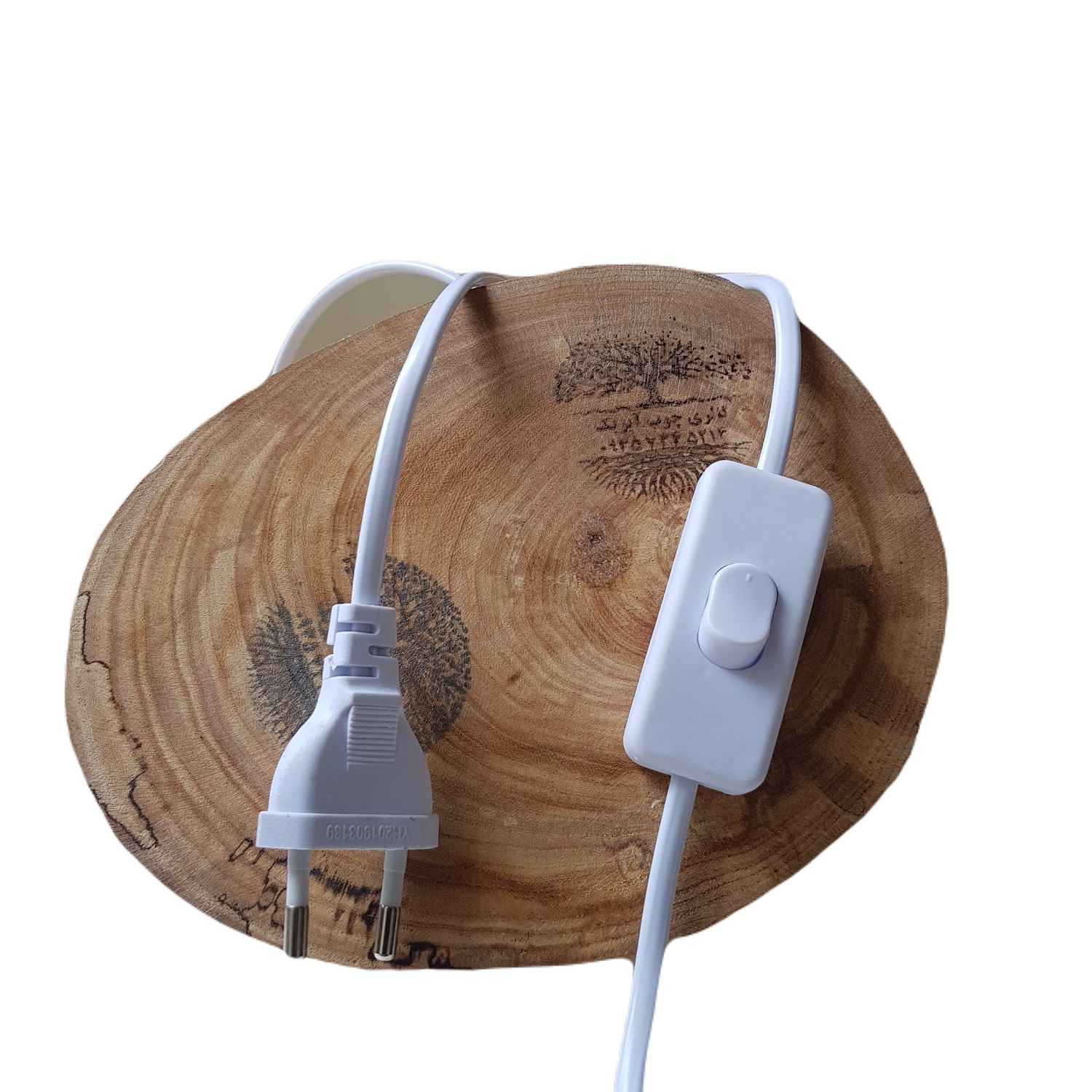 مصباح ملح إيراني حقيقي مصنوع يدويًا بقاعدة خشبية وتصميم فني