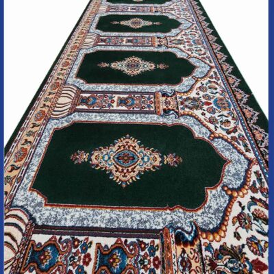 سجادة مسجد إسلامية بتصميم محراب – قطن أخضر، 5 أمتار
