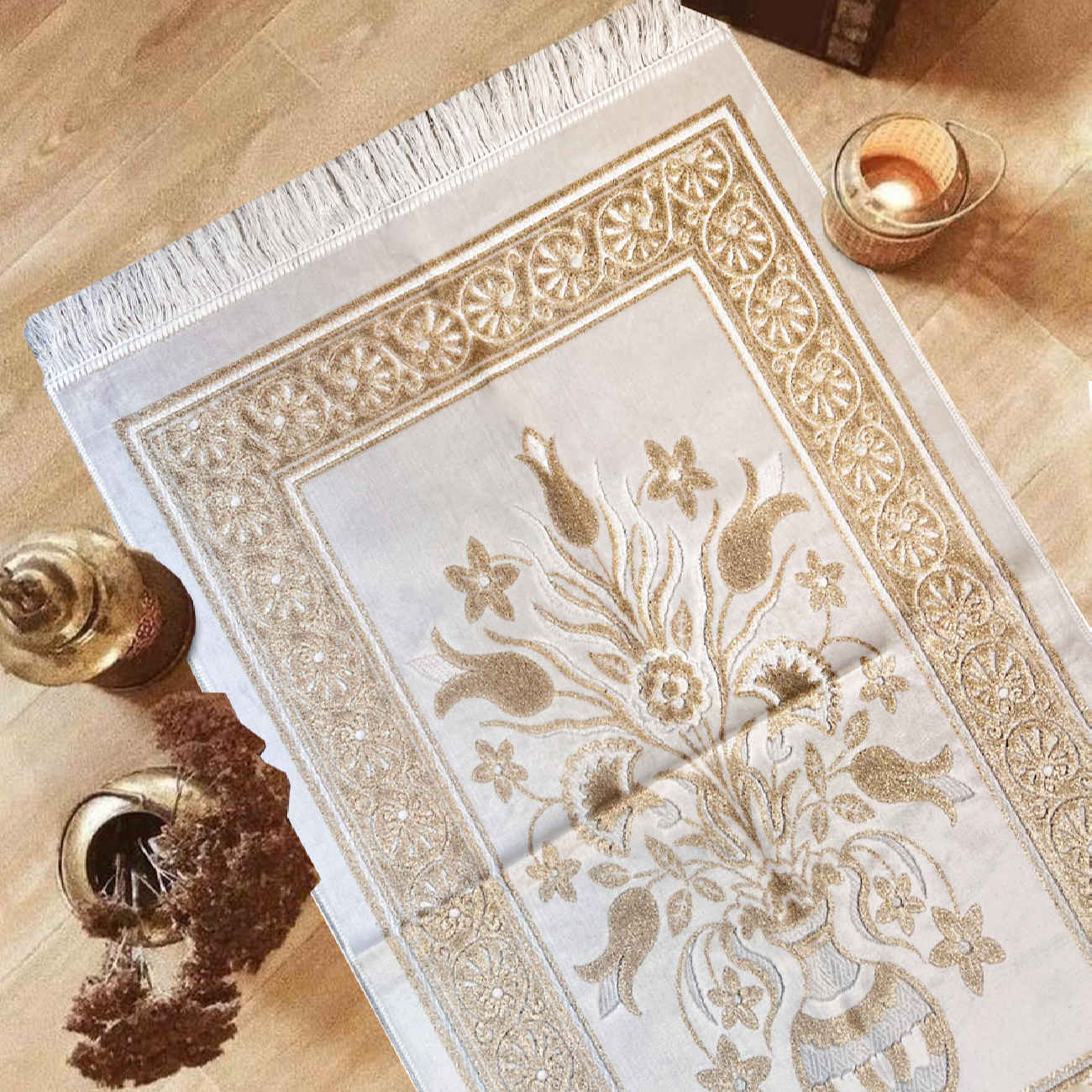 سجادة الصلاة الإسلامية المبطنة بالمخمل بتصميم الكعبة