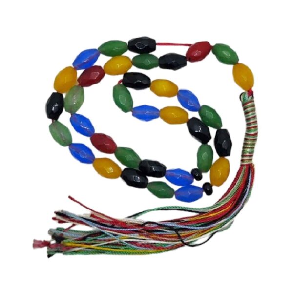 مسبحة إسلامية من العقيق مصنوعة من 33 حبة تسبيح ملونة