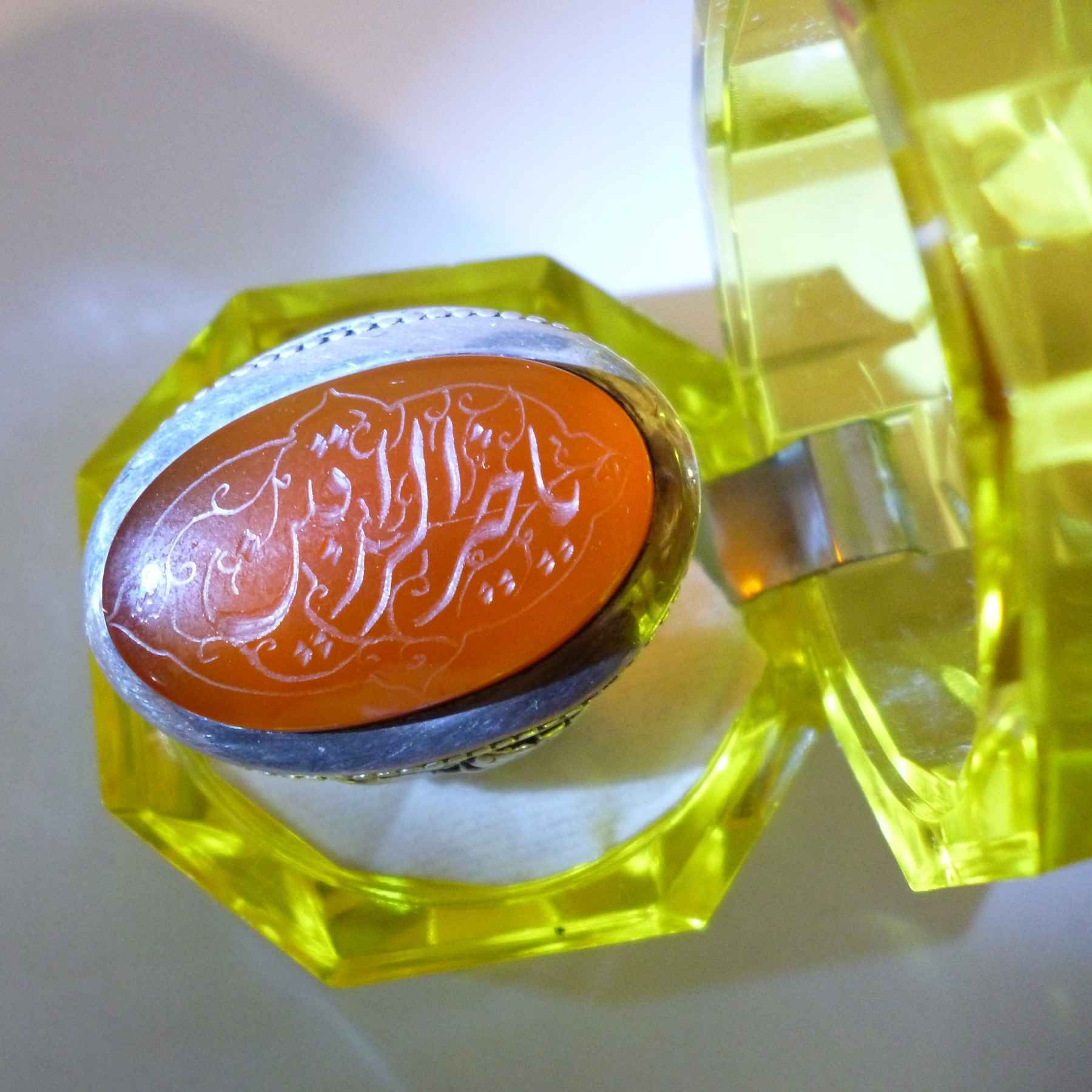 حلقة فضية إسلامية من العقيق للرجال – أناقة