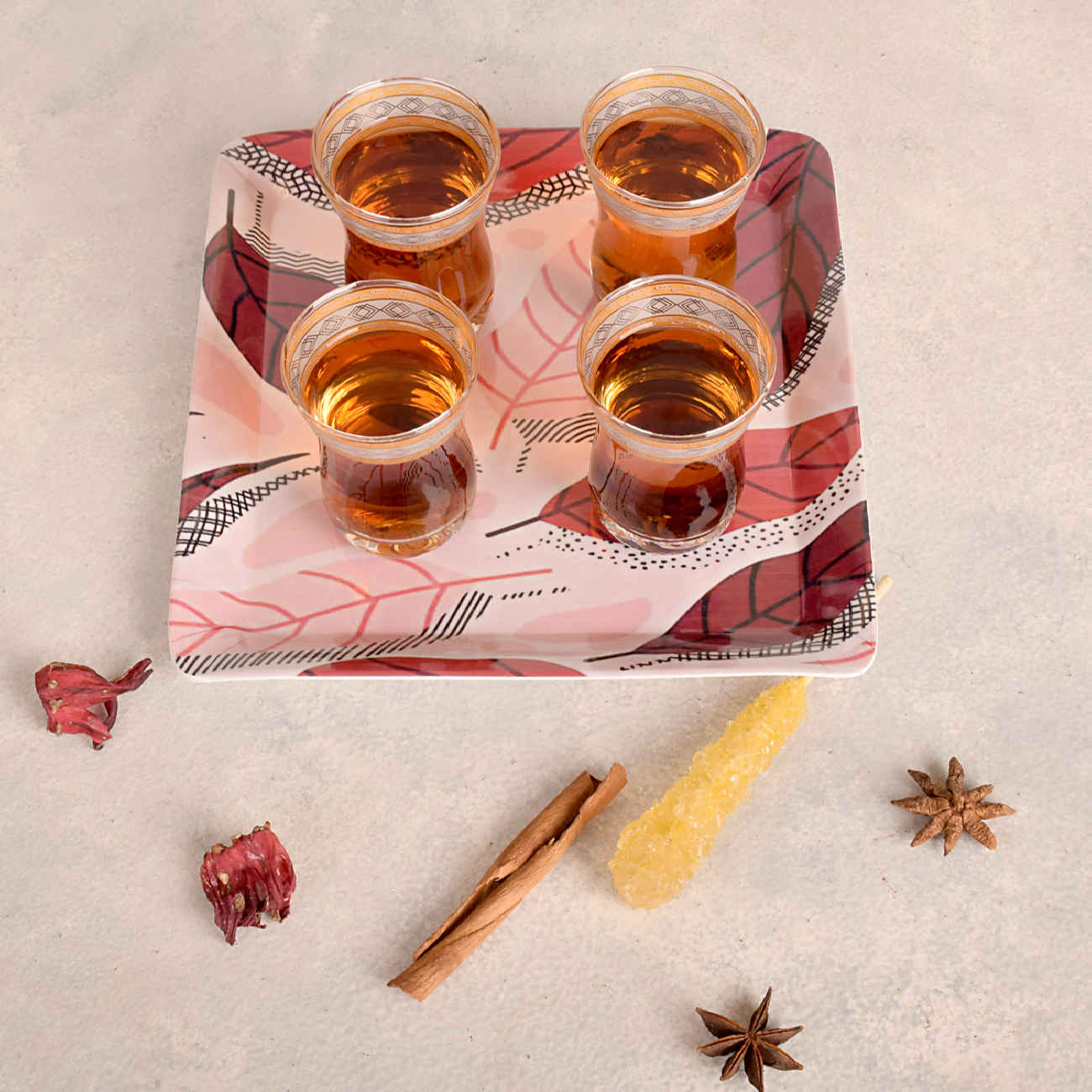 صينية ميلامين بتصميم أوراق غير مسامي وخفيفة الوزن (x10)