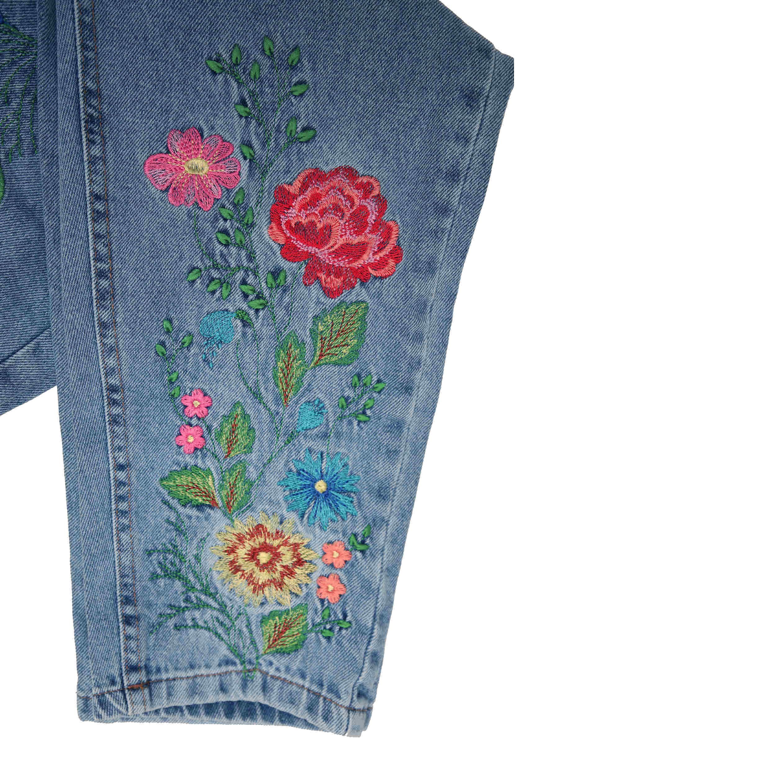 جينز موم مزين بتصميم زهور للنساء