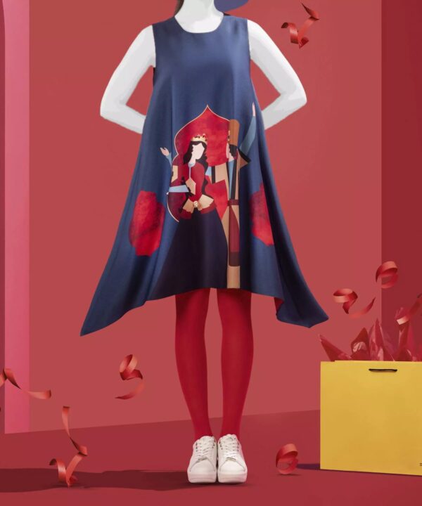 فستان فضفاض للنساء باللون الأزرق الداكن موديل سنو وايت