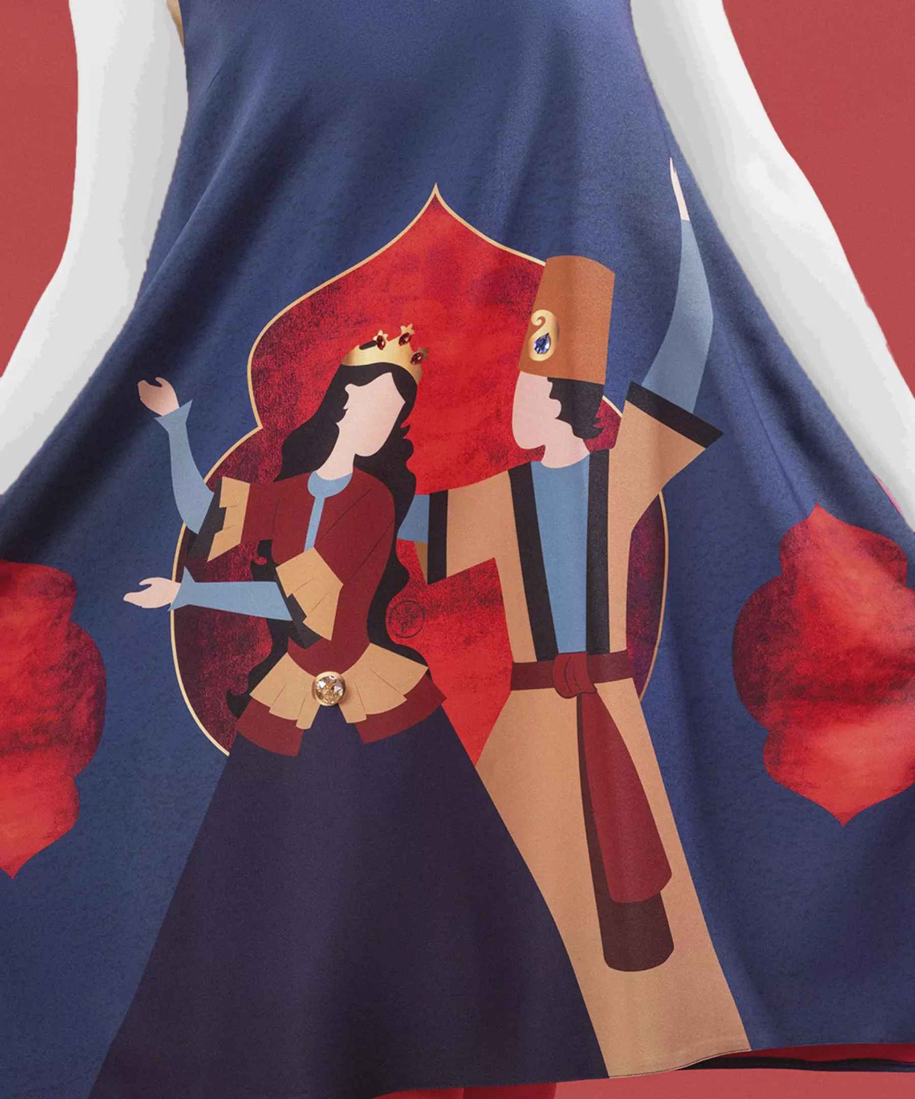 فستان فضفاض للنساء باللون الأزرق الداكن موديل سنو وايت