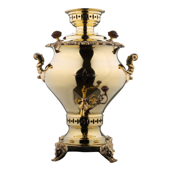 سماور إيراني نحاسي مزخرف لصنع الشاي بالفحم 3.5 لترات