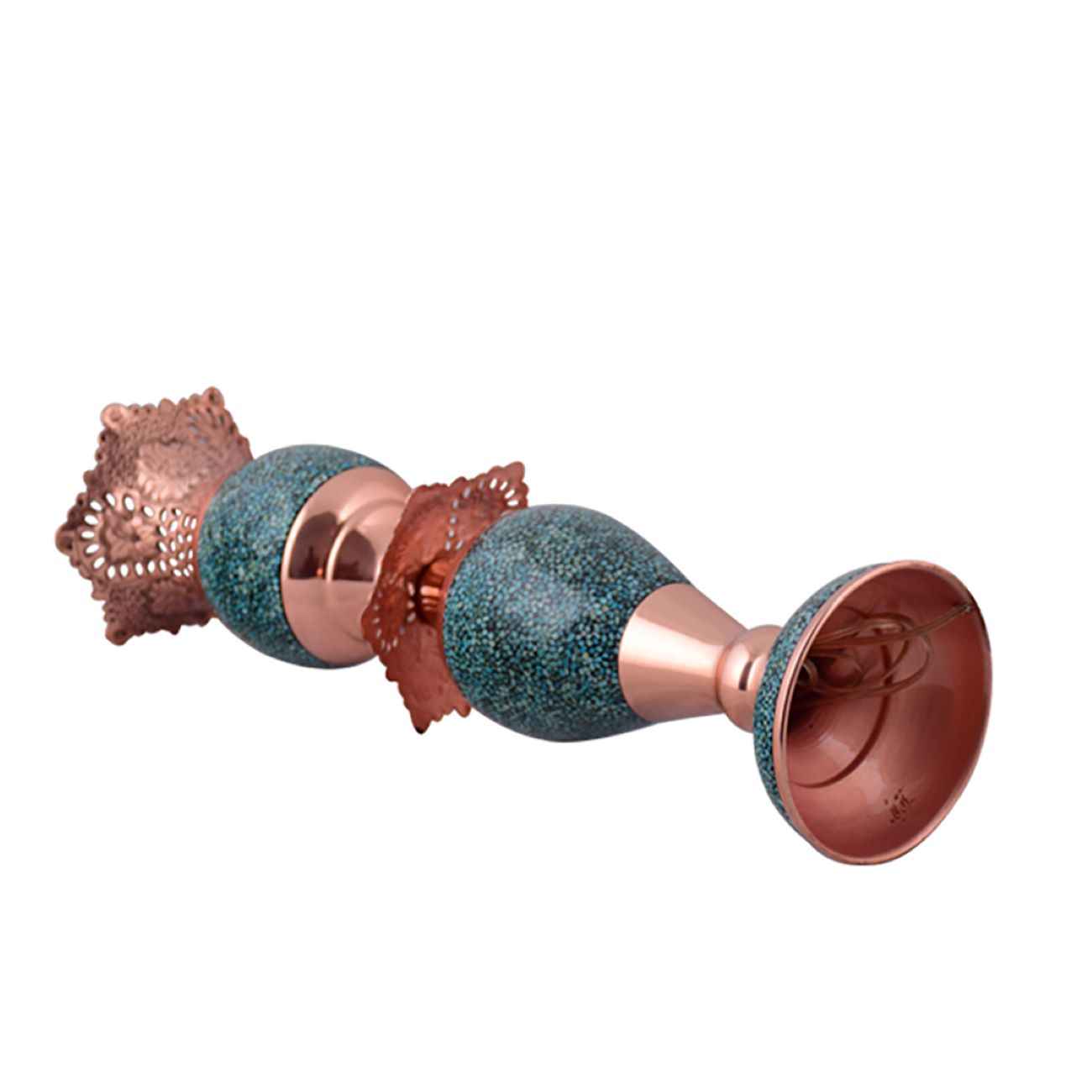 شمعدان نحاسي مصنوع يدويًا بتركواز