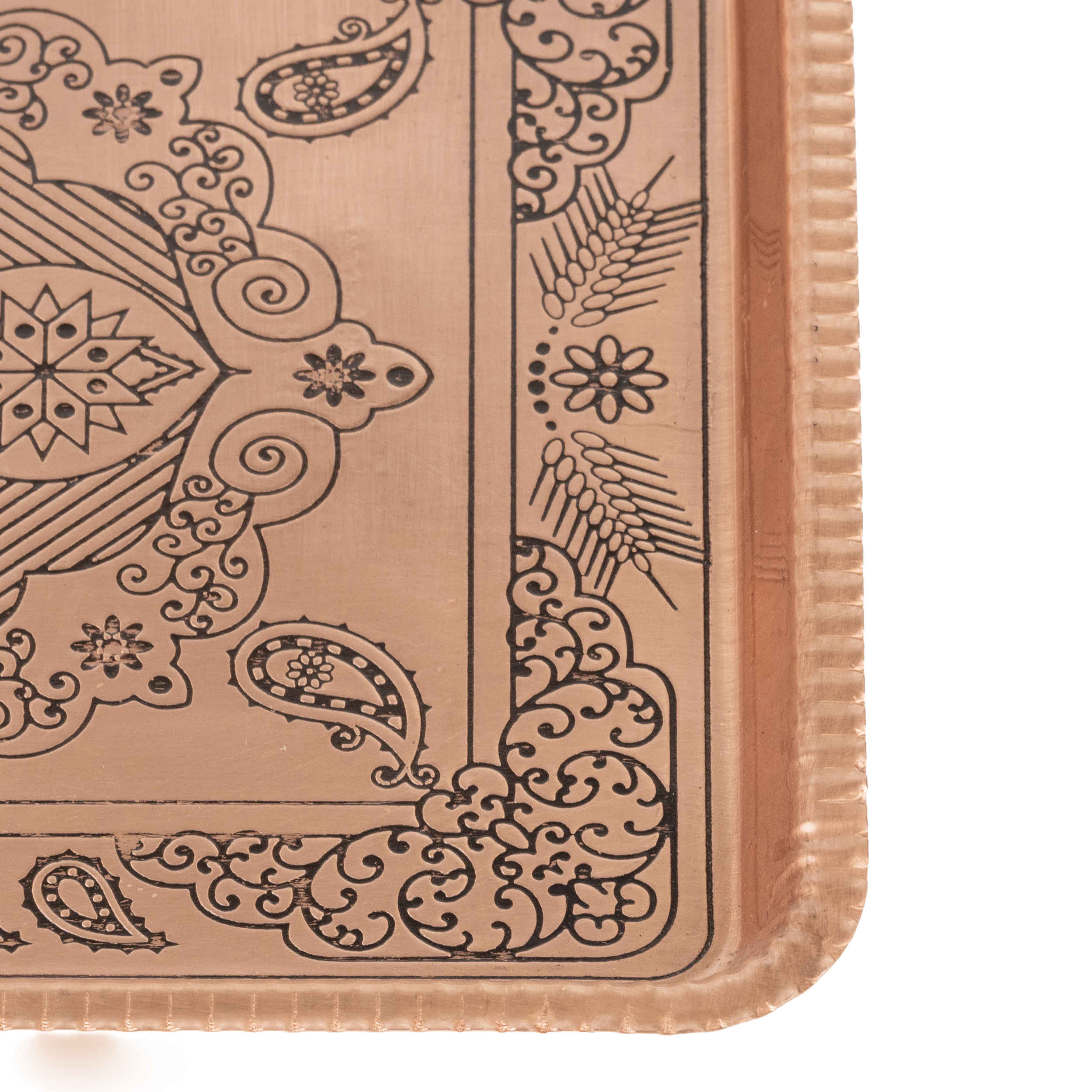 صينية نحاسية إيرانية مطرزة تقليدياً مطرزة بشكل زنبق