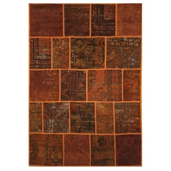 سجادة مرقعة إيرانية قديمة محبوكة يدويًا بنمط بني