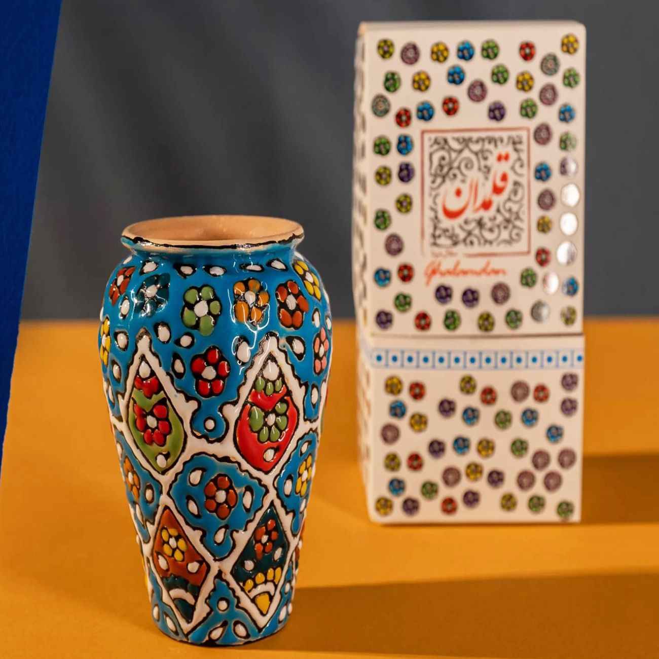 حامل قلم خزف إيراني مصنوع يدويًا للمكتب – مناقري