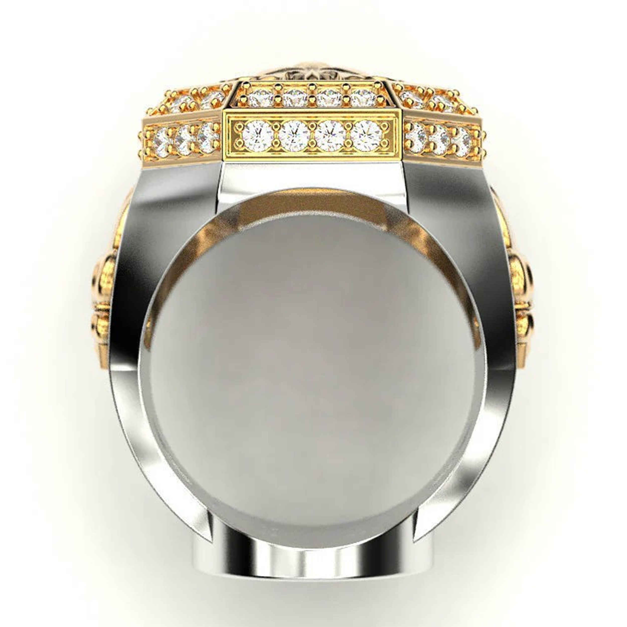 خاتم ختم فضي إسترليني بنقش وجه الأسد للرجال