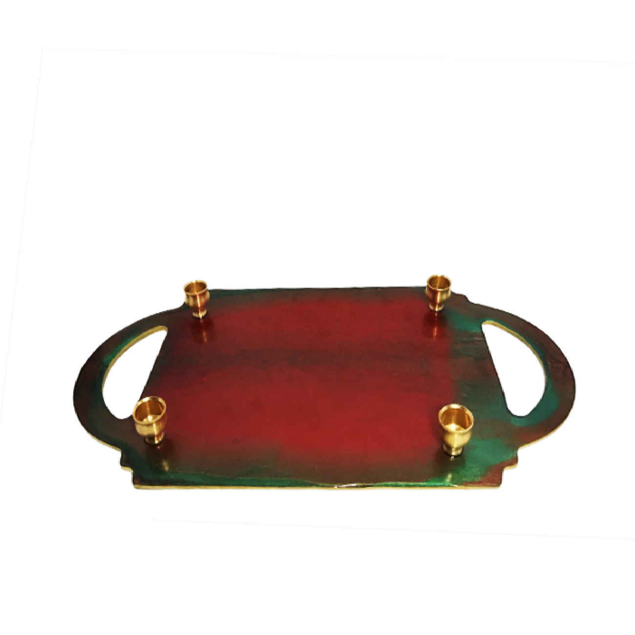 صينية راتنج مرسومة يدويًا بمقابض مجردة