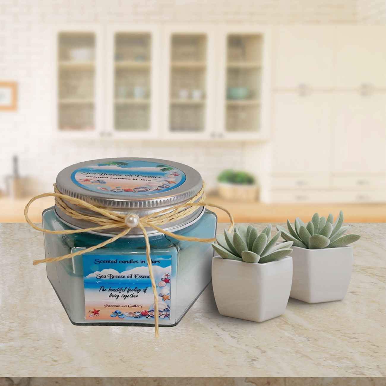 شمعة معطرة في جرة برائحة نسيم المحيط – هدية وزينة مثالية