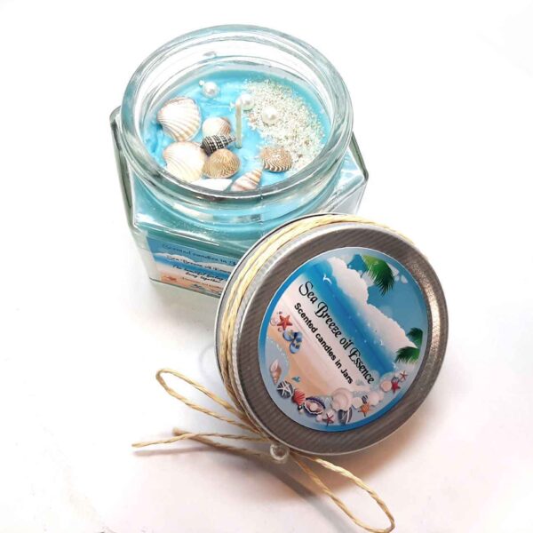 شمعة معطرة في جرة برائحة نسيم المحيط - هدية وزينة مثالية