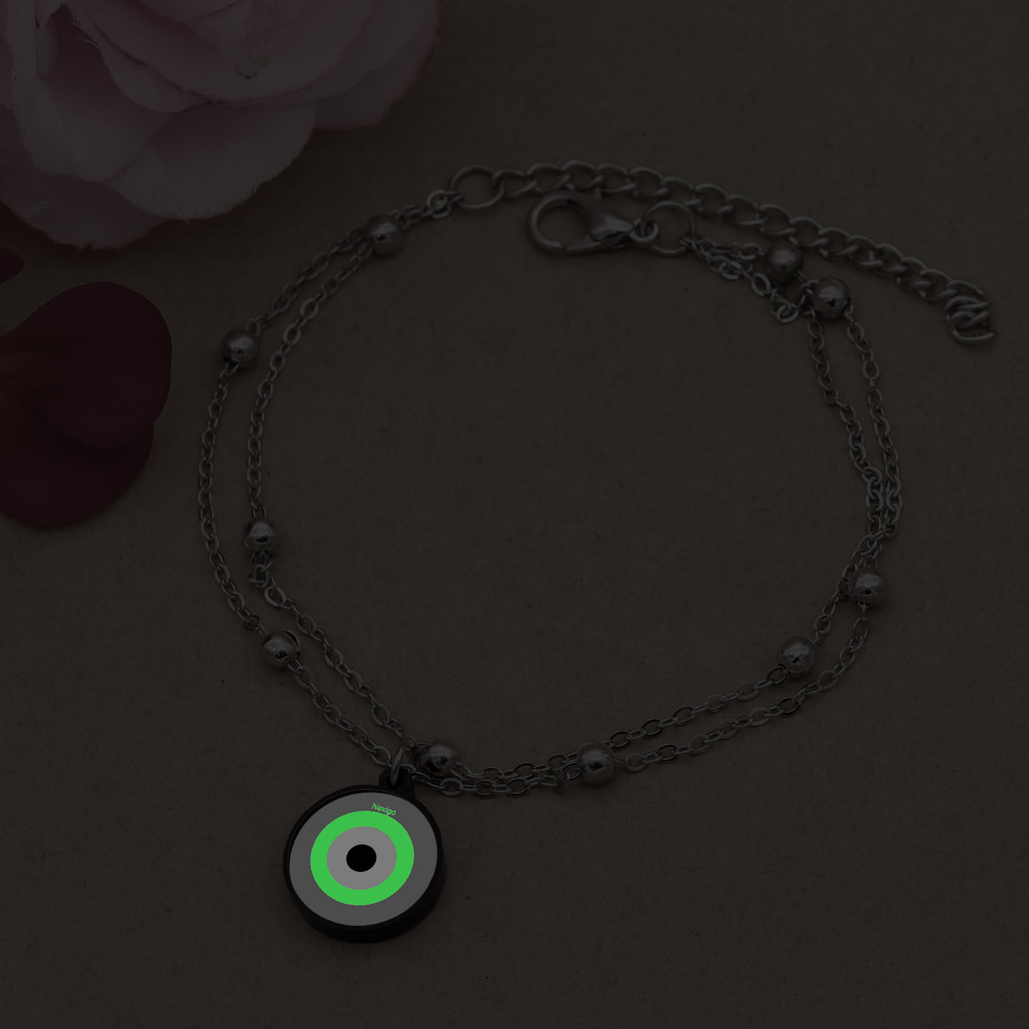 سوار كاحل متعدد الطبقات فولاذي نظرة العين موديل فسفوري