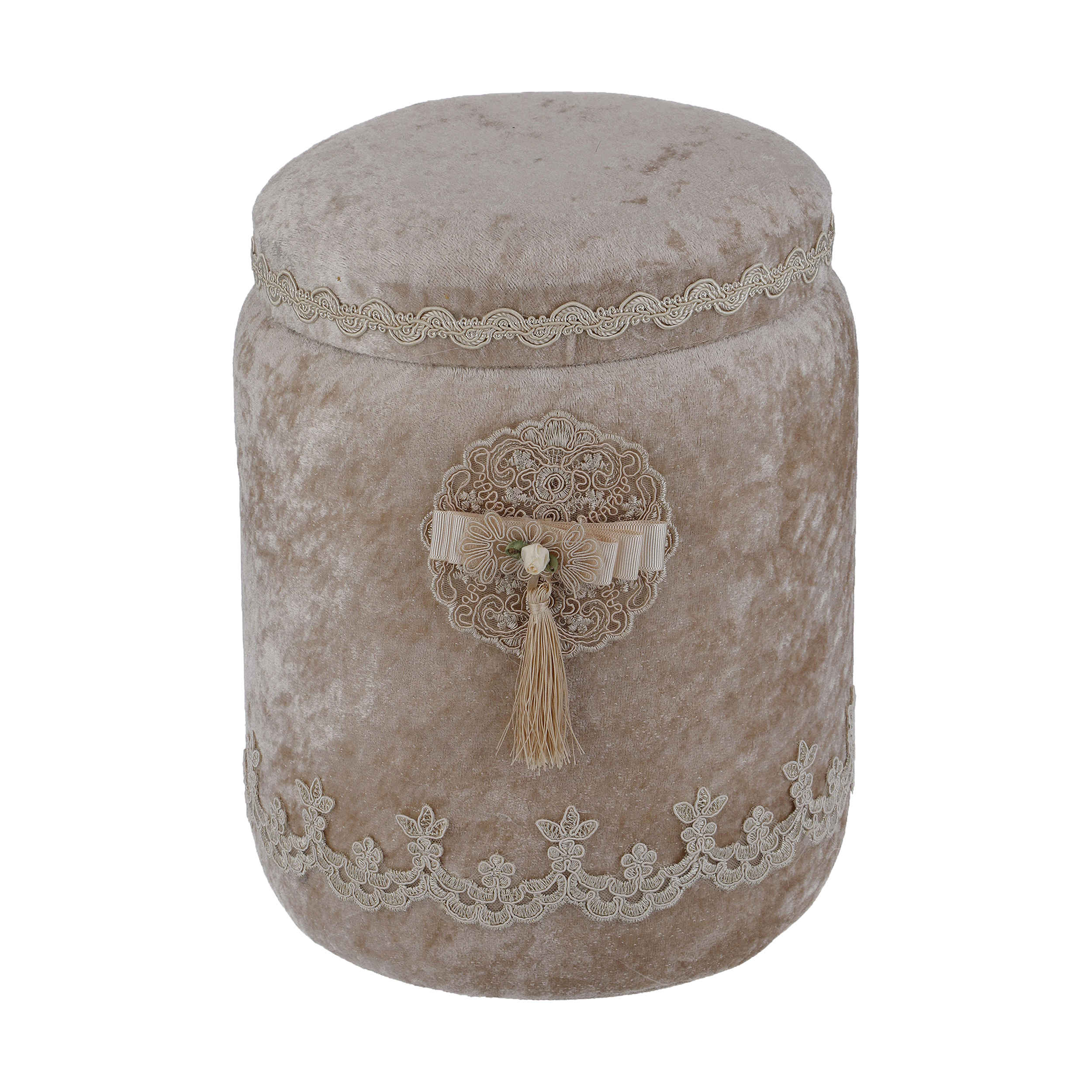 مجموعة سلة مهملات وصندوق مناديل من المخمل مع مكرمة