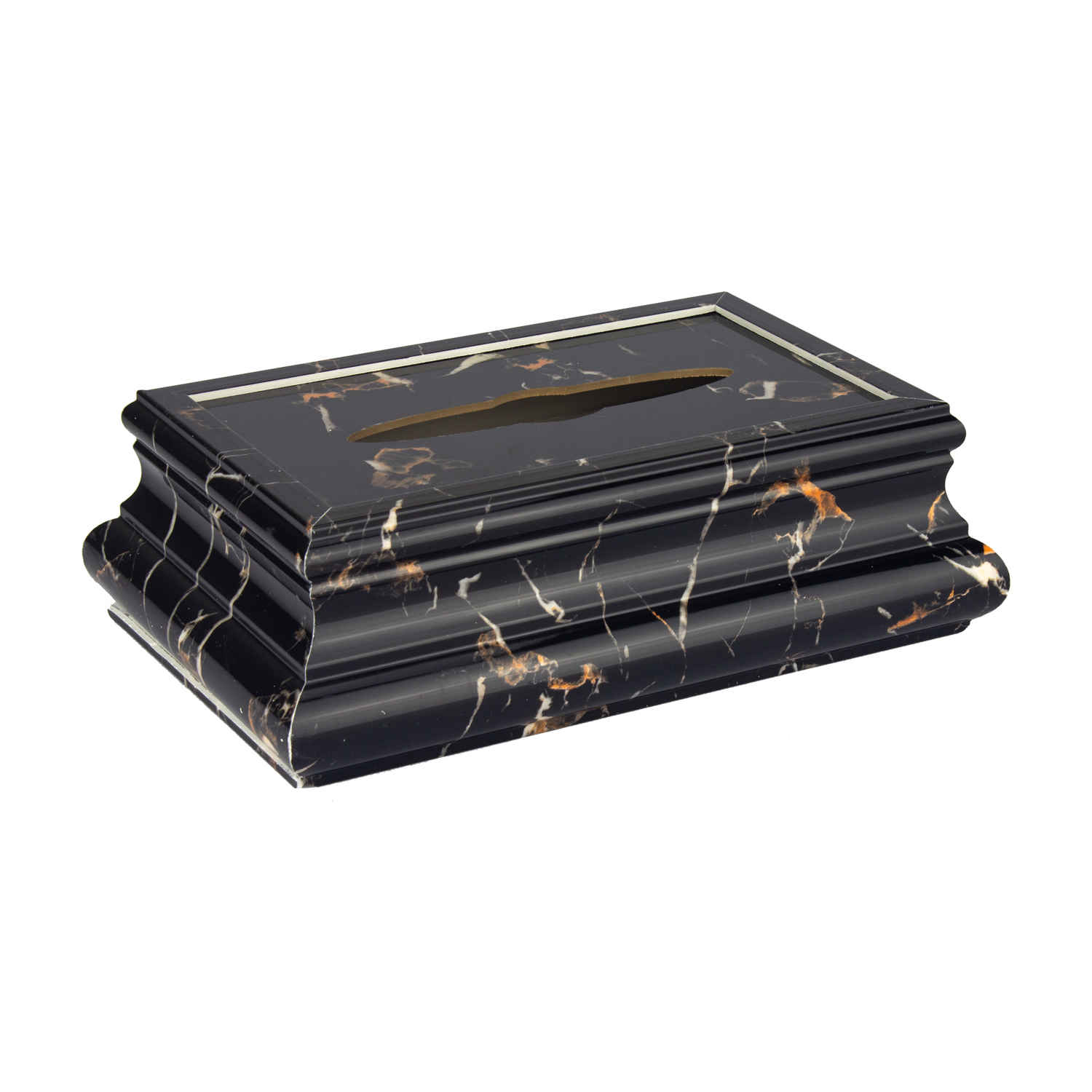 مجموعة سلة مهملات وصندوق مناديل بتصميم ماربل