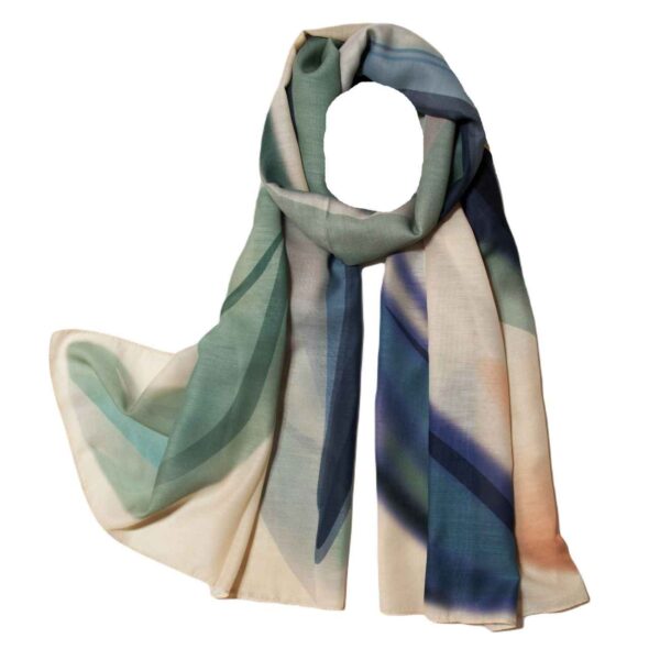 وشاح نسائي بتصميم طباعة ألوان مائية