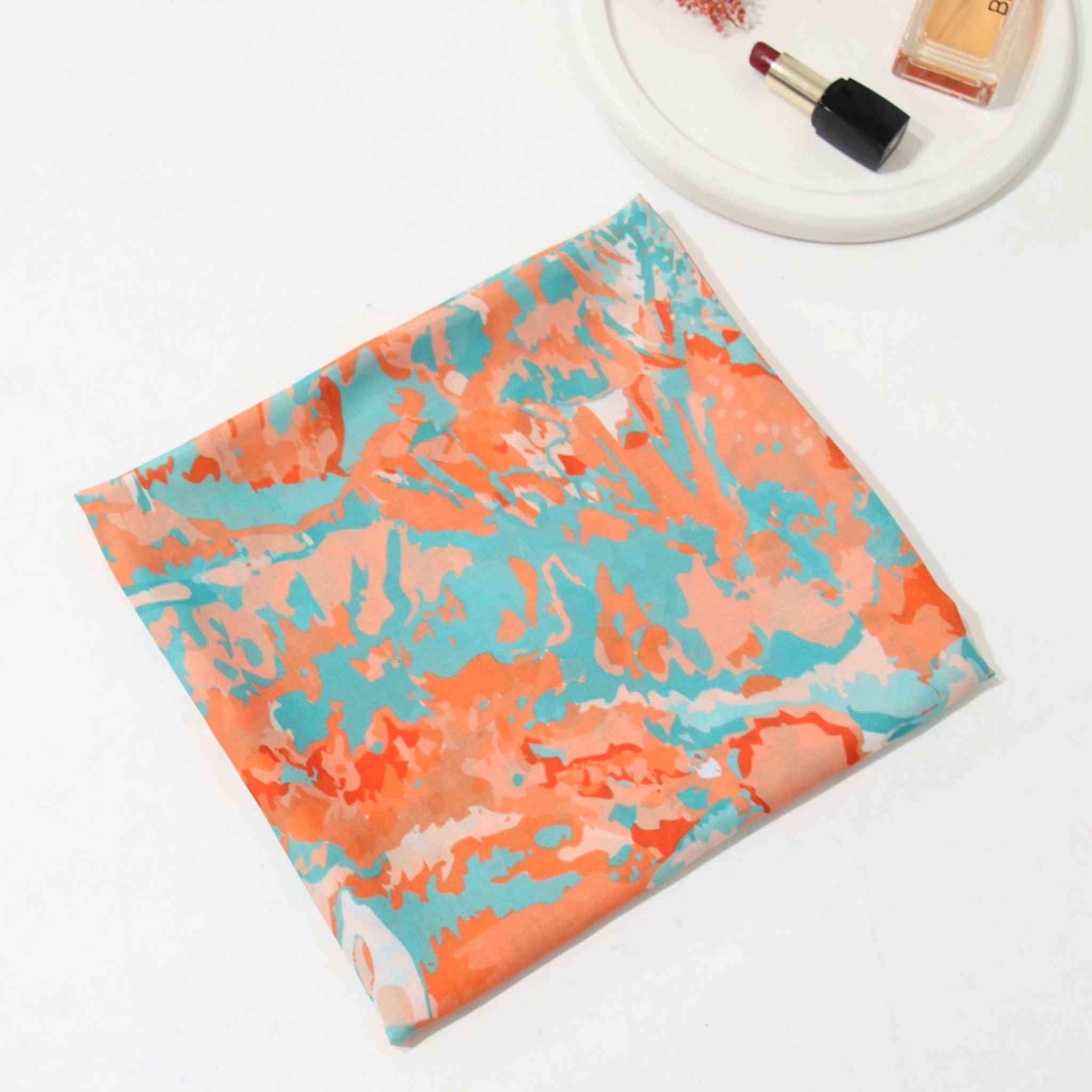 وشاح نسائي من القطن بتصميم طباعة ألوان مائية