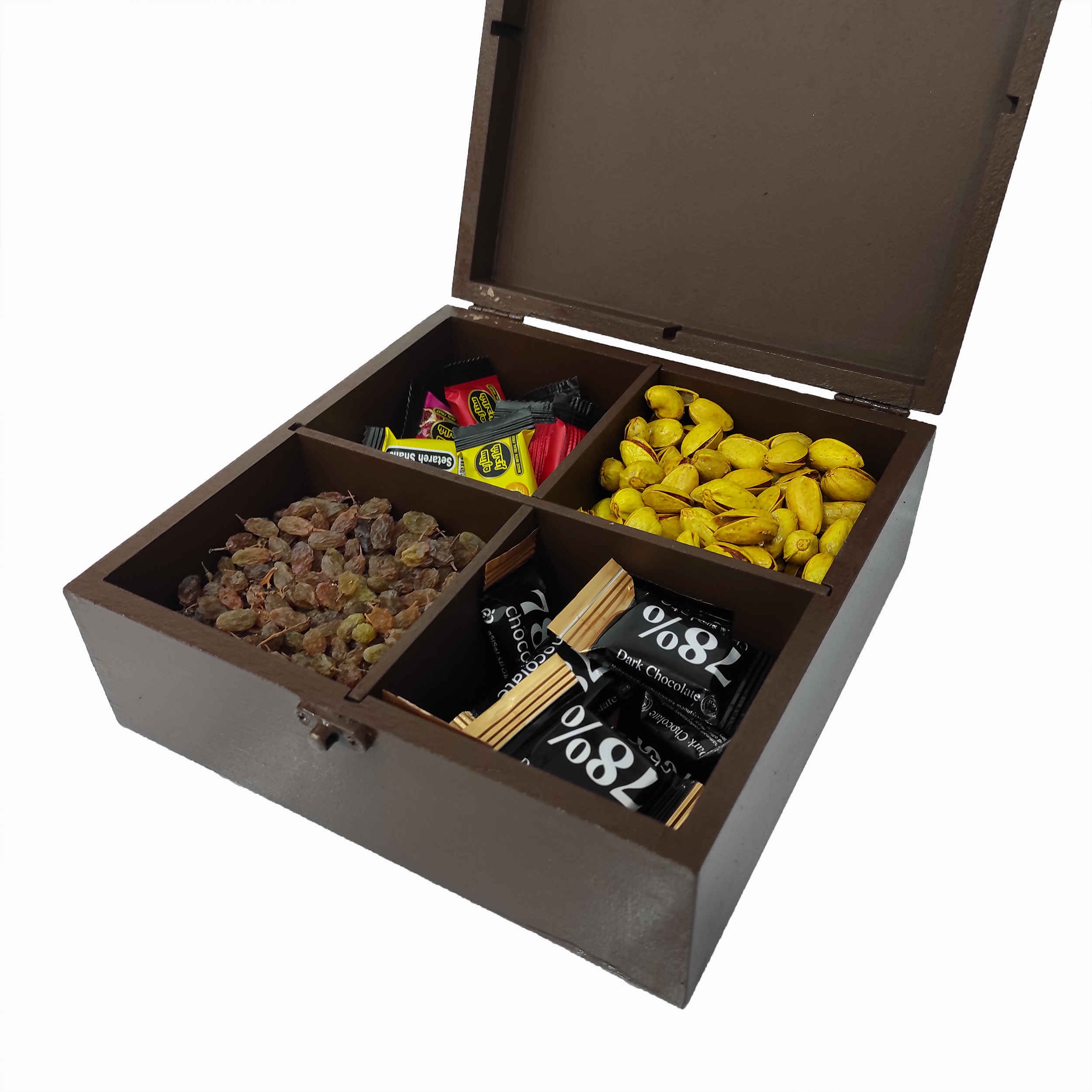 صندوق الحلوى الخشبي المصنوع يدويًا بتصميم البلاط الفارسي