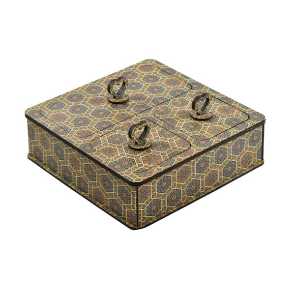 صندوق تنظيم الحلوى الخشبي مع تصميم الخاتم كاري