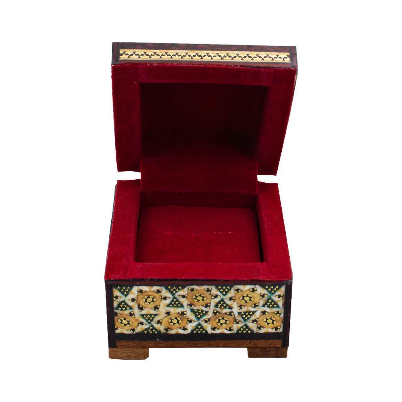 صندوق خشبي للمجوهرات مصنوع يدويًا خاتم كاري