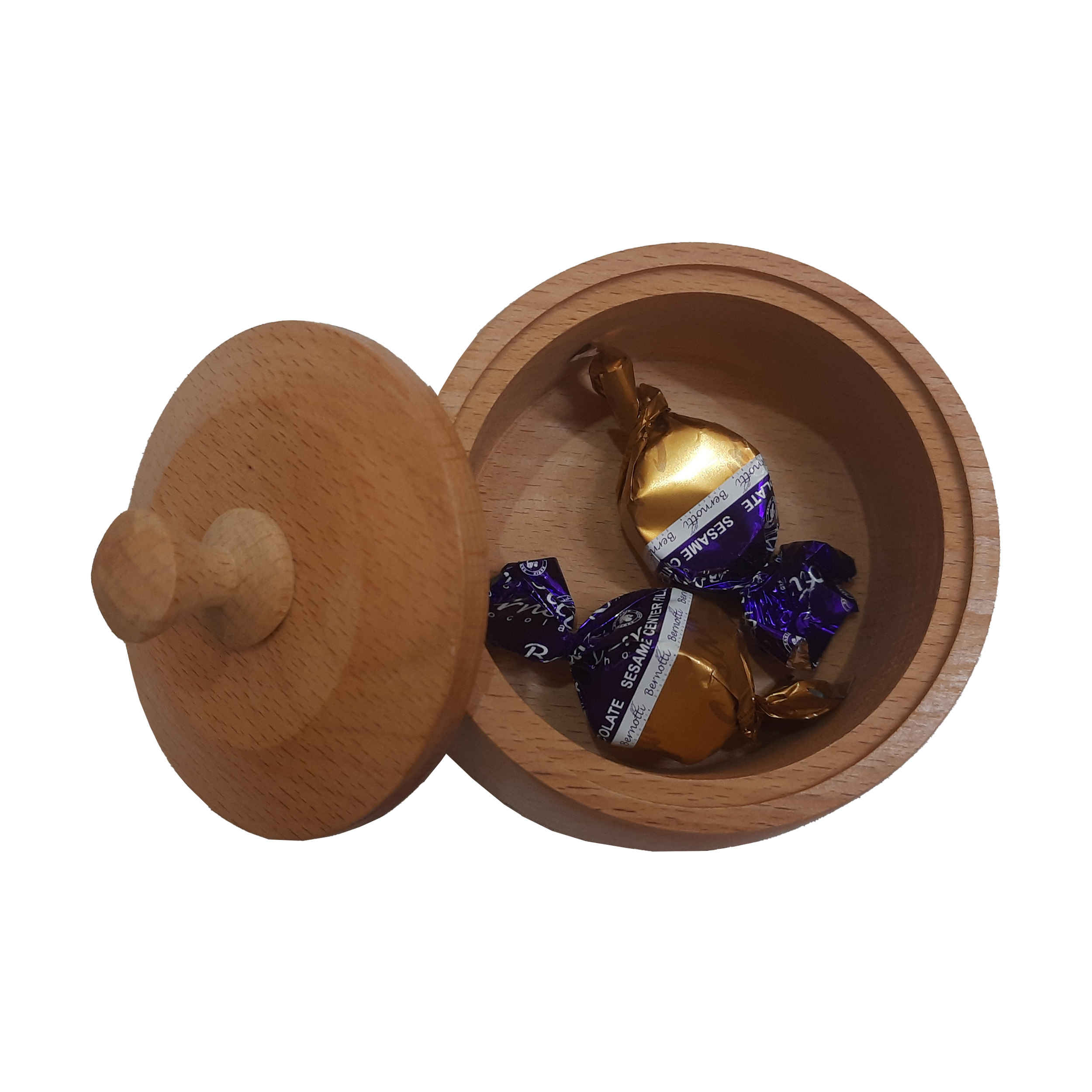 وعاء سكر خشبي مصنوع يدويًا مع غطاء – نمط ريفي