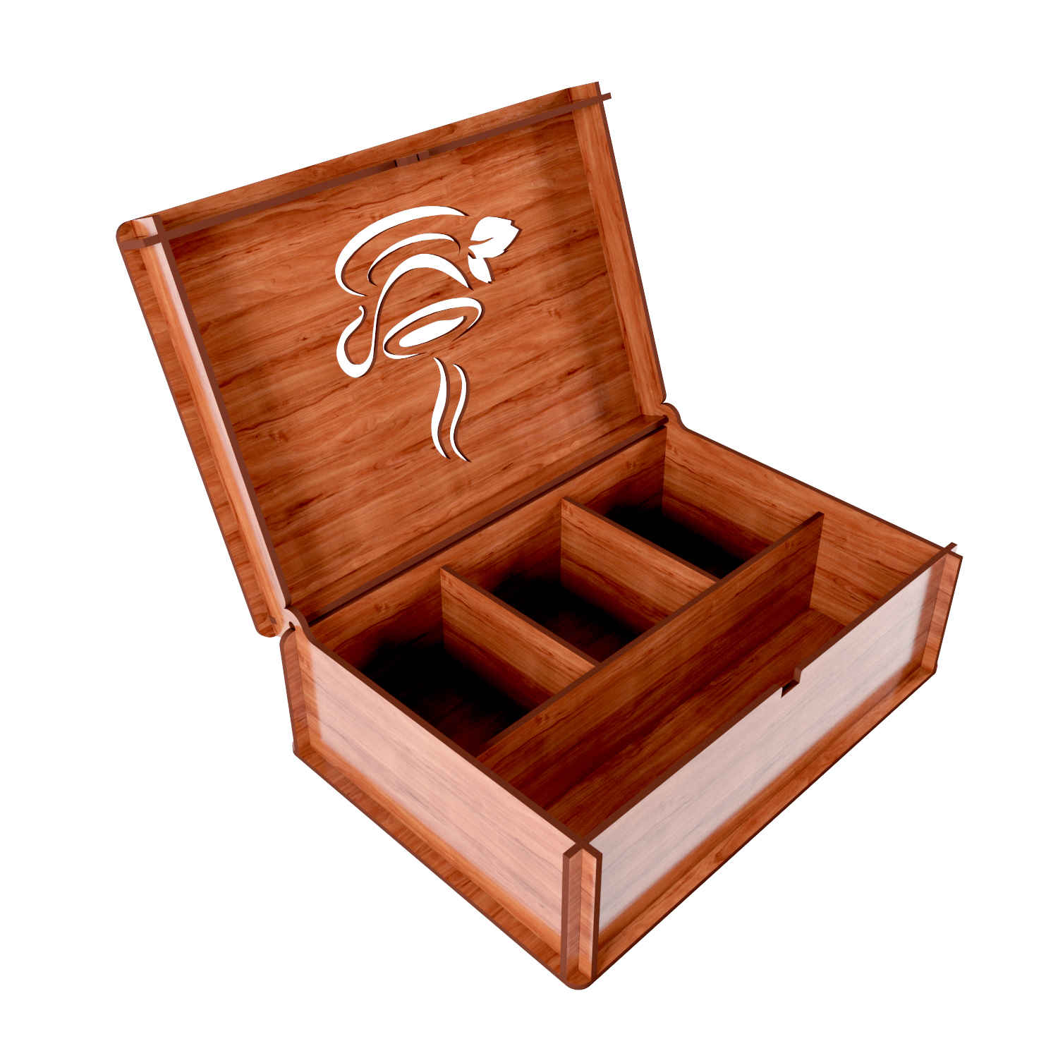 صندوق منظم لأكياس الشاي الخشبية 4-حجرات تصميم كوب شاي