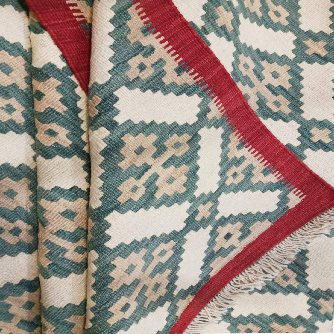 سجاد كليم إيراني من الصوف منسوج يدويًا بنقش هندسي في فارس