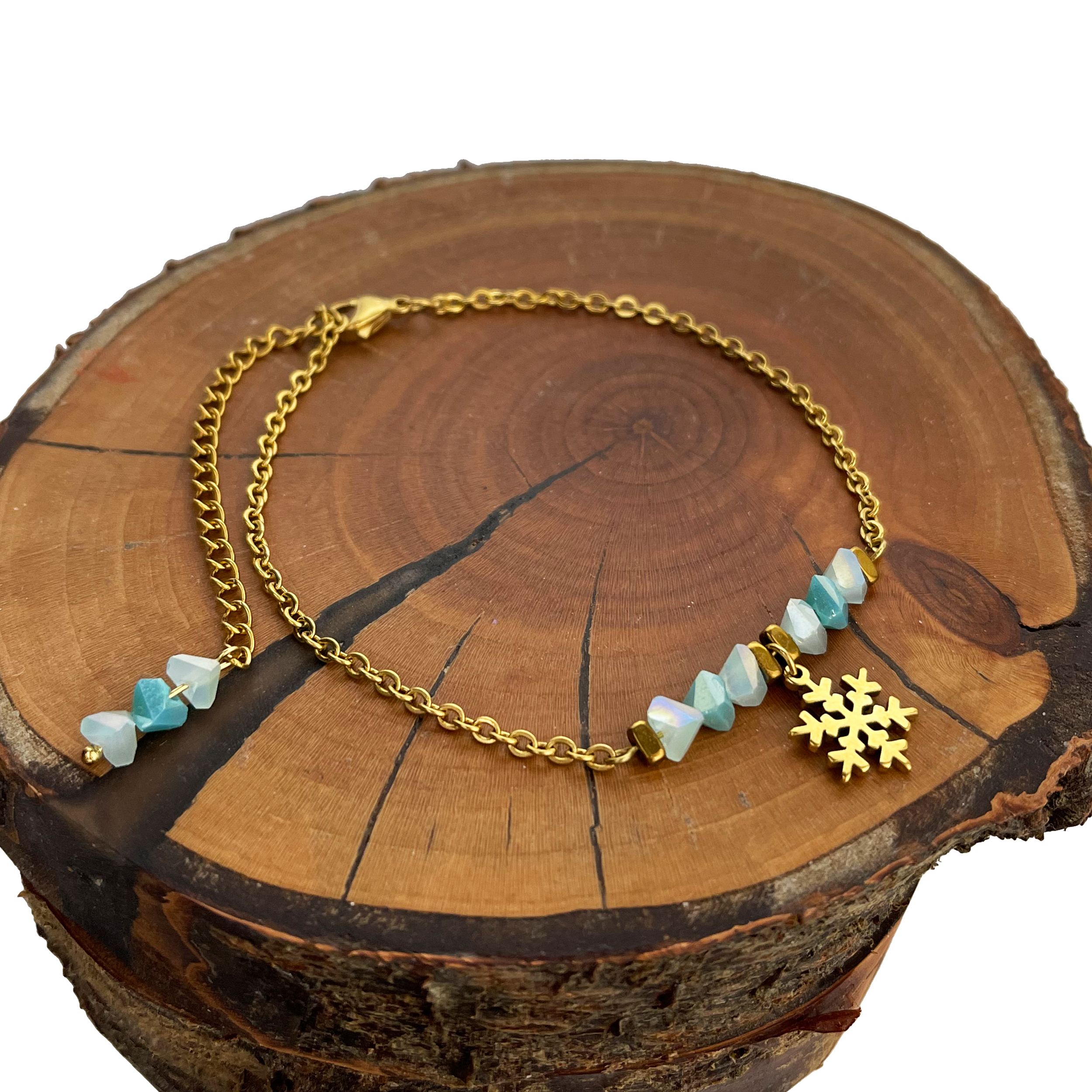 سلسلة حول الكاحل بتصميم ندفة الثلج