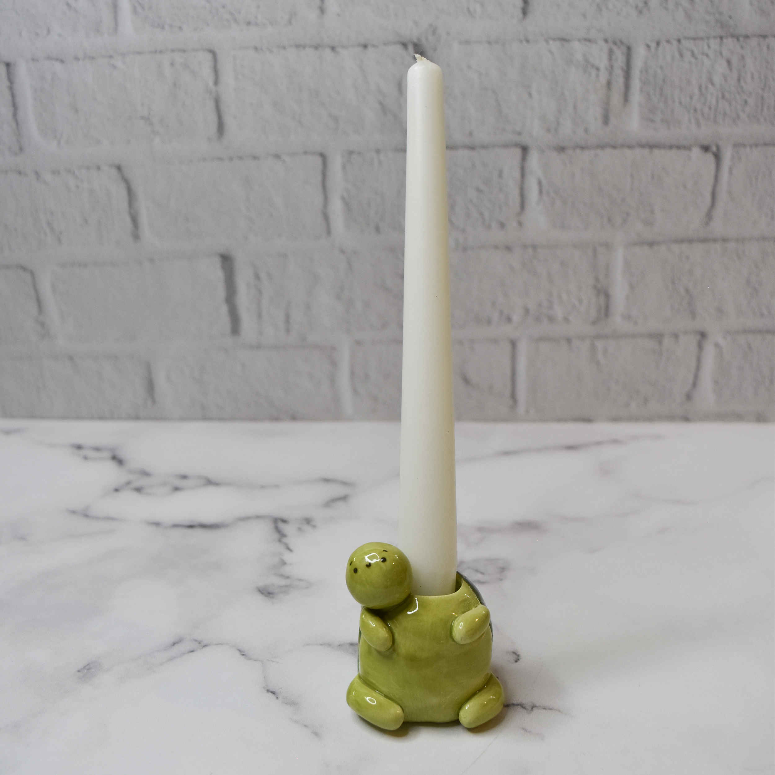 حامل شموع سيراميك مزخرف بتصميم سلحفاة، مصنوع يدويًا