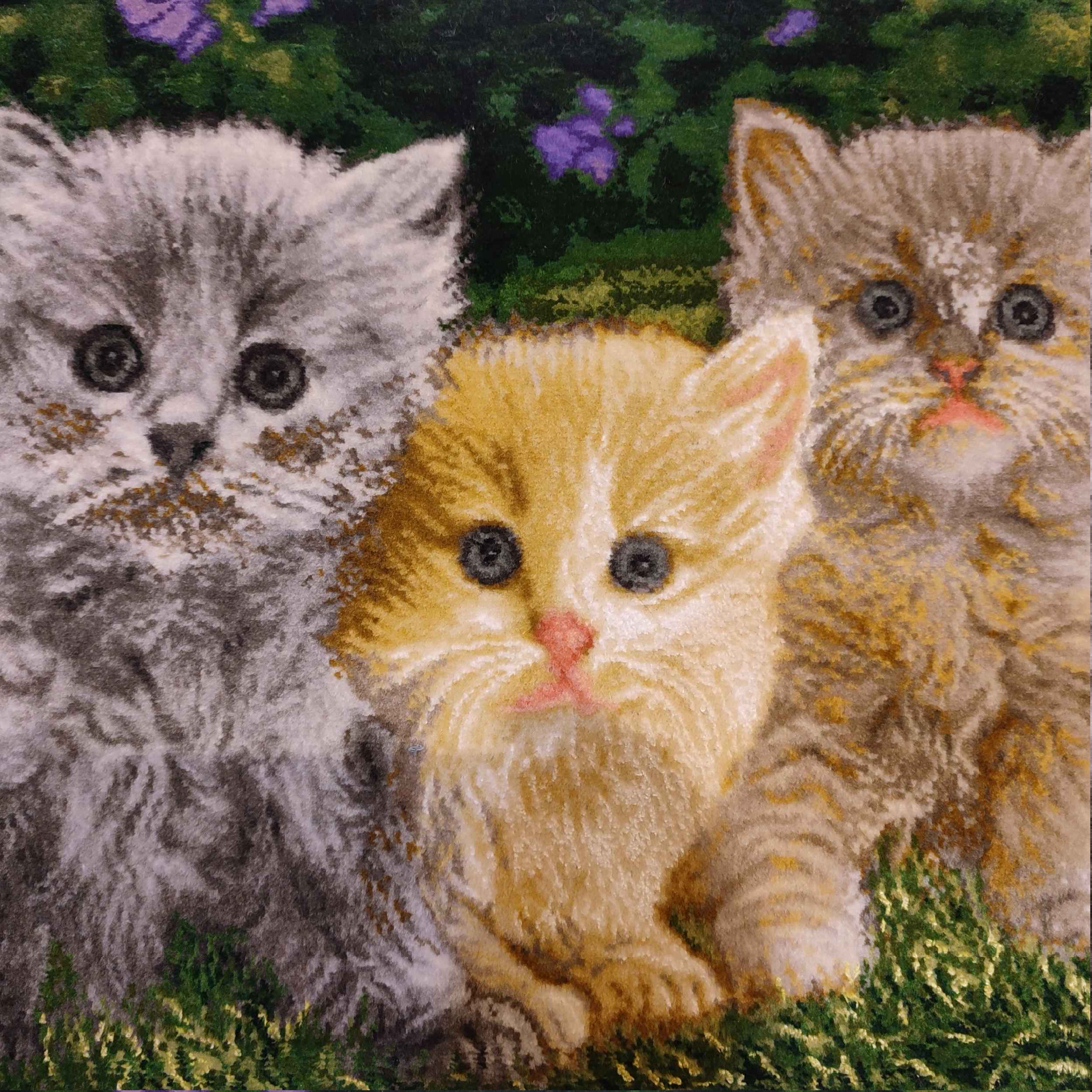 سجادة تصويرية إيرانية معقودة يدويًا من تبريز بنقش قطط صغيرة