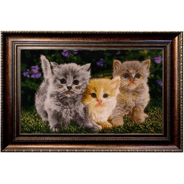 سجادة تصويرية إيرانية معقودة يدويًا من تبريز بنقش قطط صغيرة