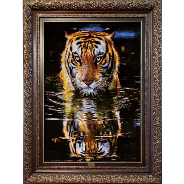 سجادة تصويرية إيرانية معقودة يدويًا من تبريز بنقش النمر