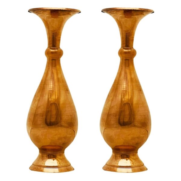 مزهرية نحاسية إيرانية مزخرفة ومطرقة يدويًا بطراز لدریوس (عدد 2)