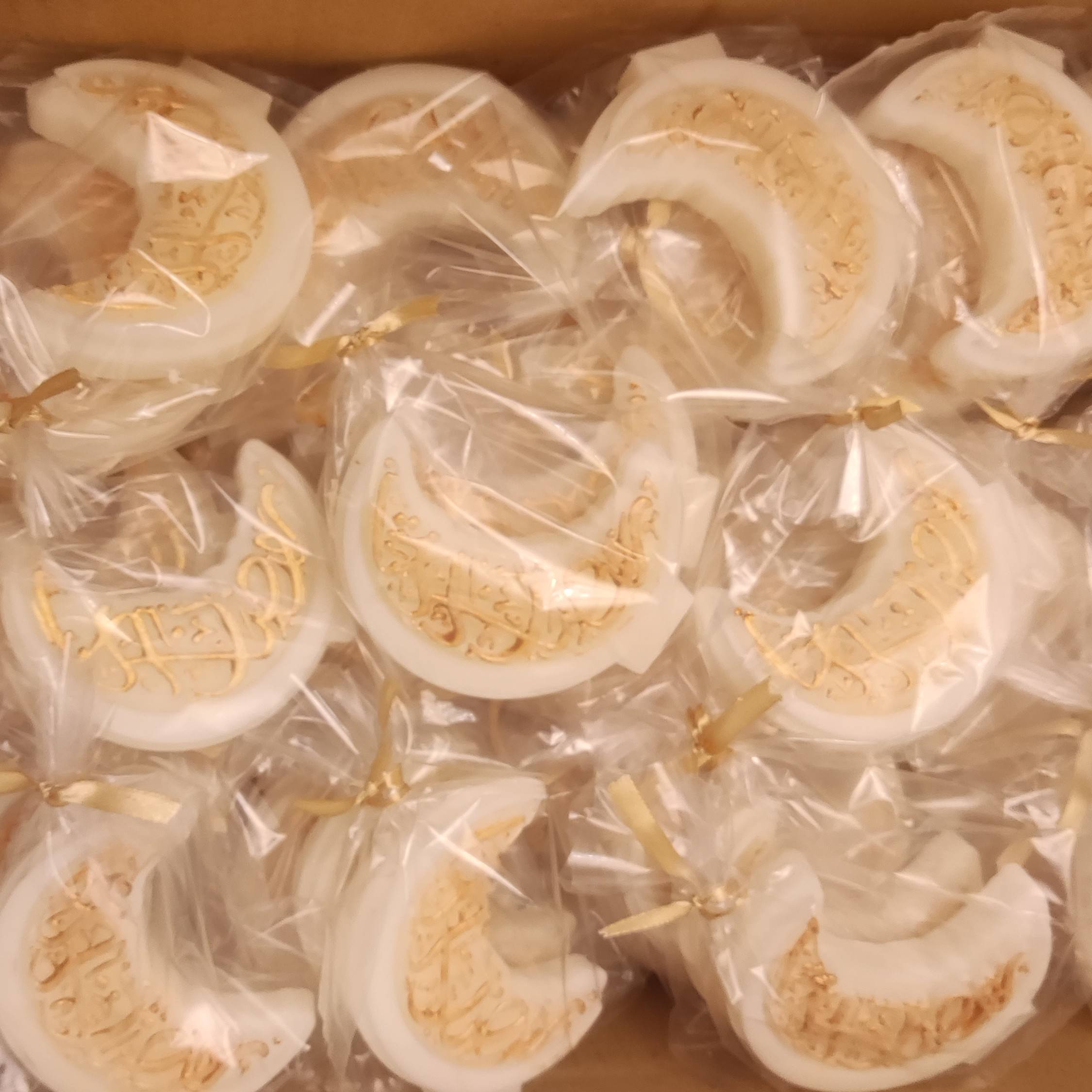 شمعة إسلامية مناسبة كهدية رمضان على شكل هلال (10 قطع)