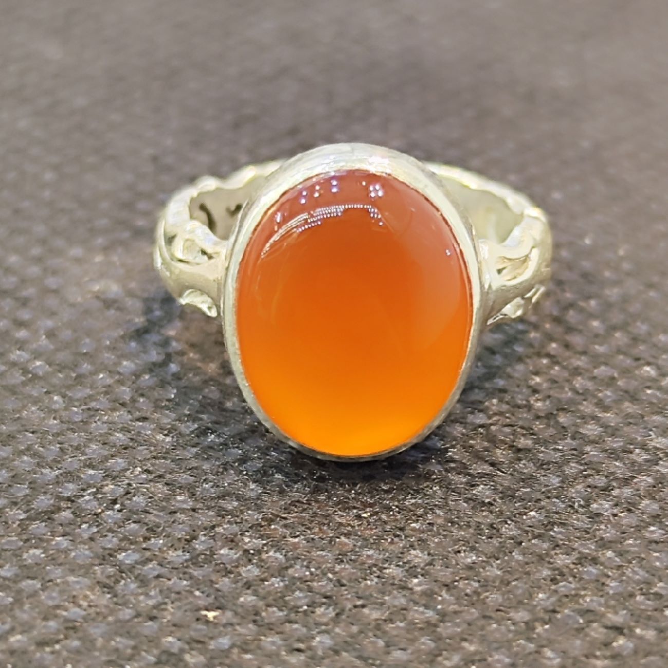 خاتم فضة إسلامي يمني للرجال بحجر عقيق وحرز الإمام الجواد