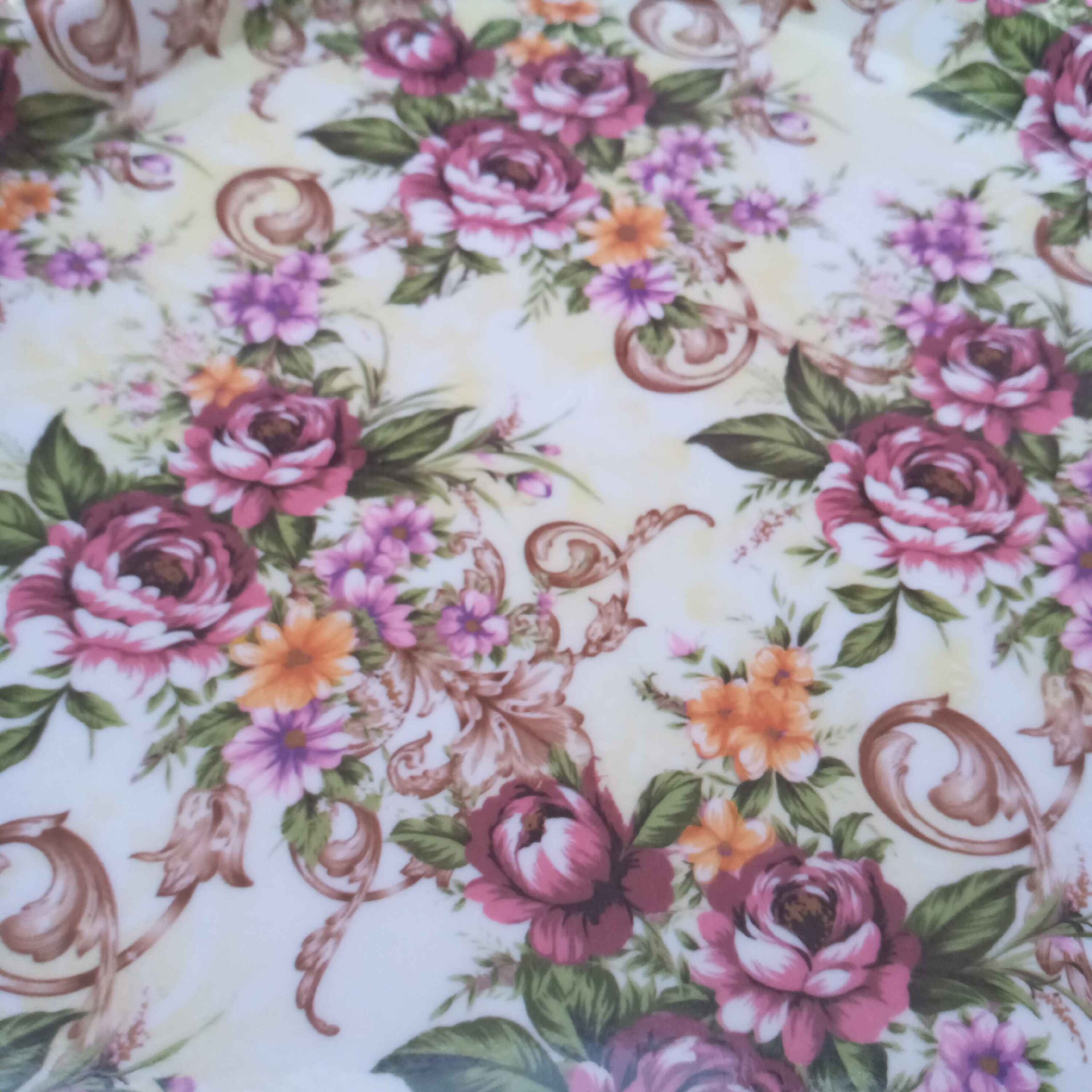 صينية تقديم من الميلامين، متينة وخفيفة الوزن، بتصميم زهري وردي