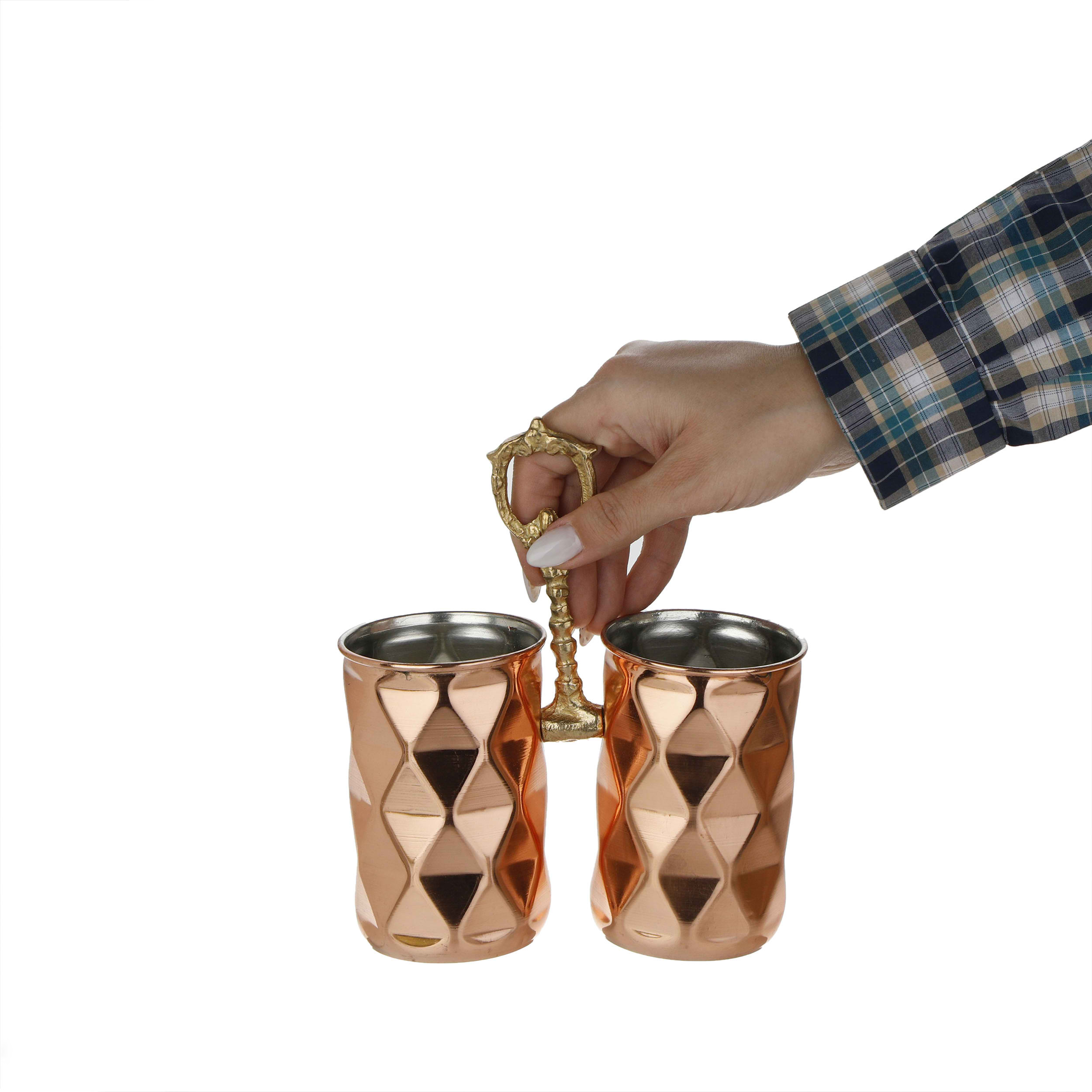 حامل أدوات المطبخ النحاسي الإيراني منسوج يدويًا – تصميم أنيق ودائم