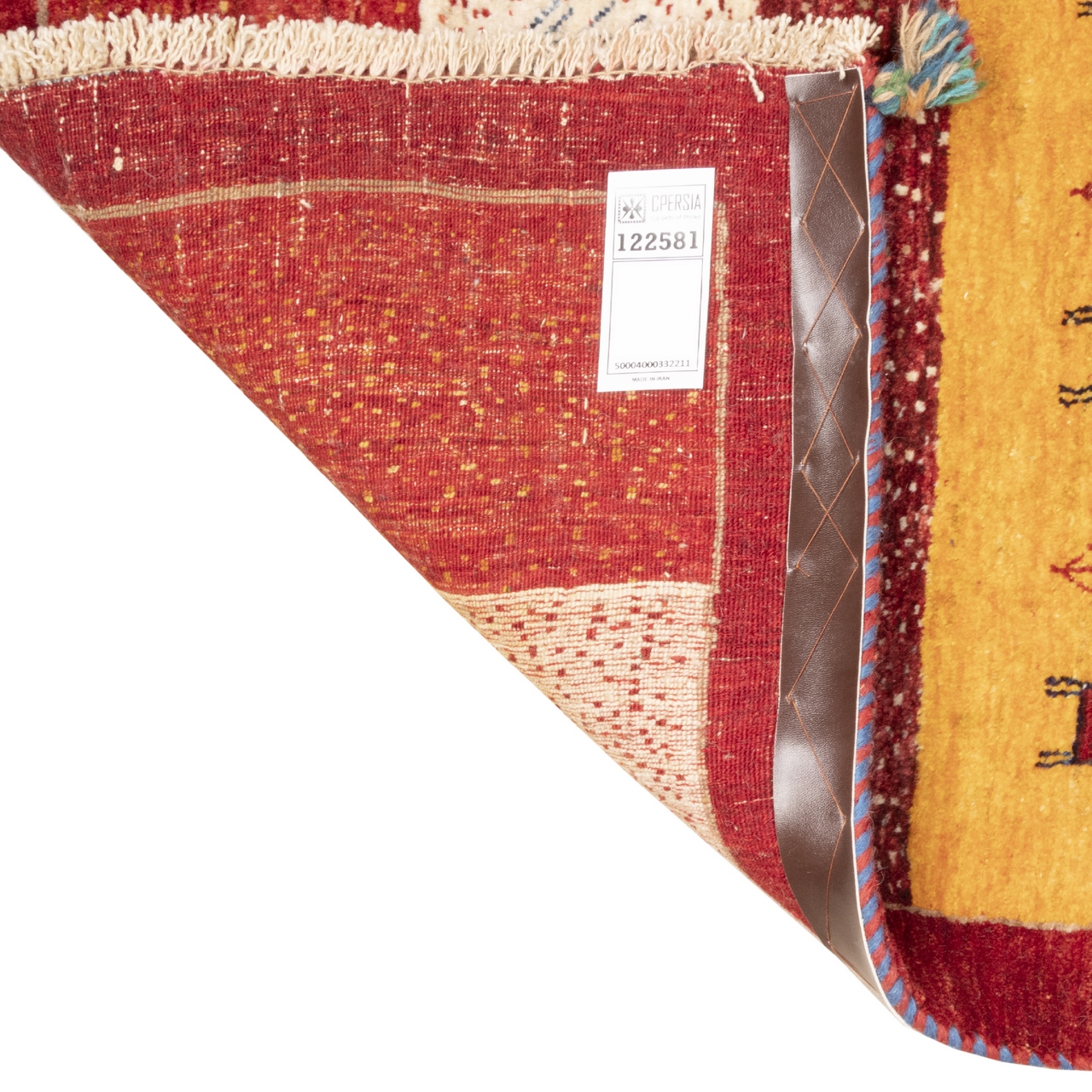 سجادة غابيه إيرانية أصلية من الصوف، مصنوعة يدوياً في منطقة فارس، مزينة بنقوش حيوانات