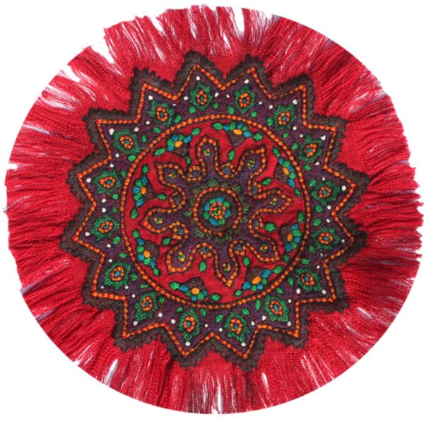 مفرش طاولة باته إيراني بتصميم تطريز كيرمان مزخرف بالزهور باللون الأحمر ومصنوع يدوياً