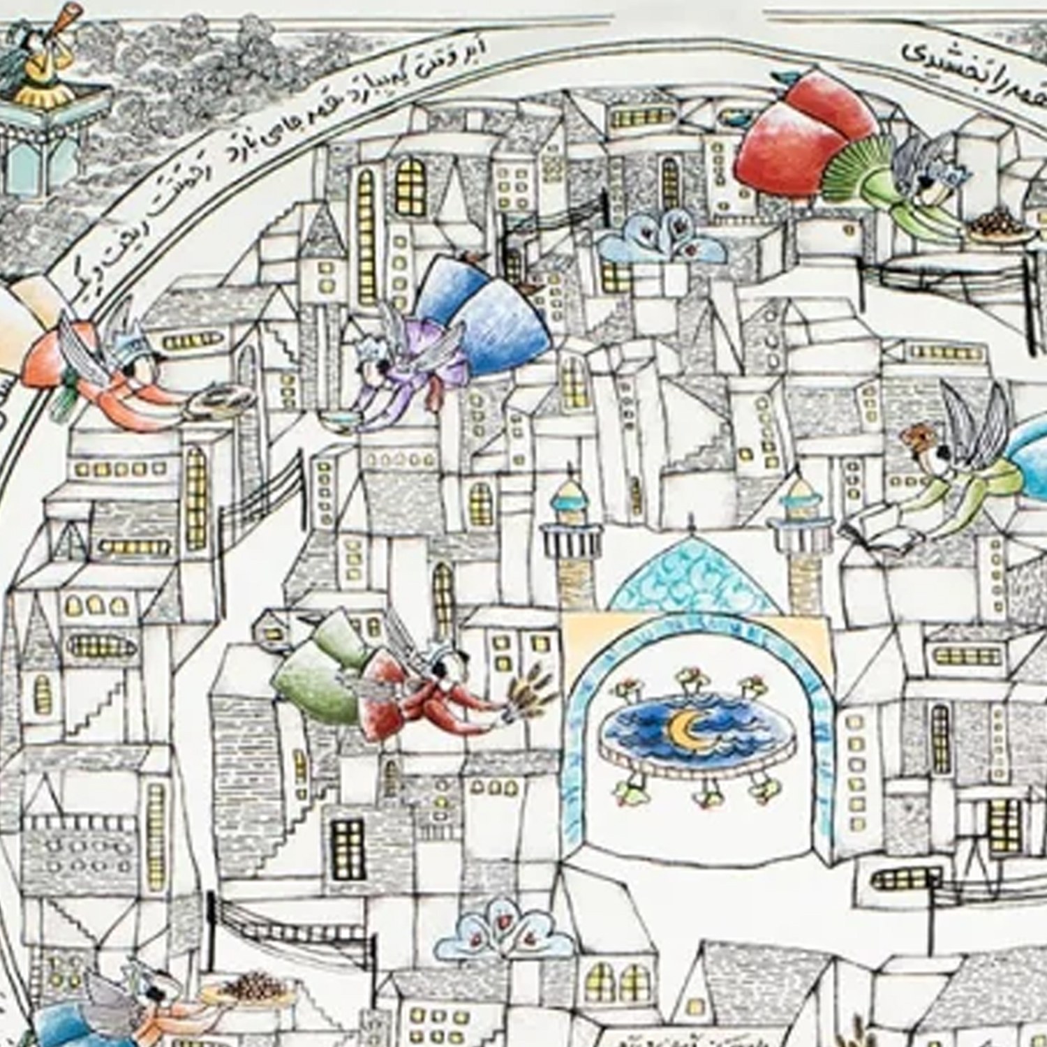 مفرش طاولة إسلامي لرمضان – ديكور منزلي مسلم بنقوش تقليدية لتجمعات الإفطار واحتفالات العيد