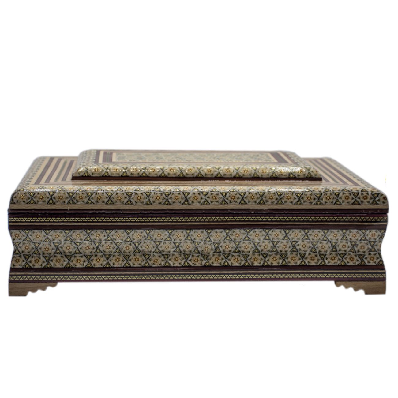 صندوق تخزين قرآن خشبي بتصميم خاتمكاري مصنّع يدويًا – أنيق وعملي