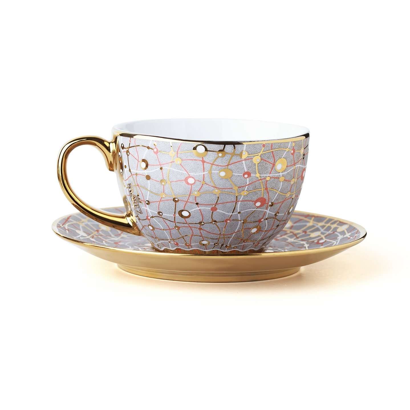 طقم شاي خزفي كلاسيكي فني بتفاصيل ذهبية – تجربة تناول شاي راقية وأنيقة