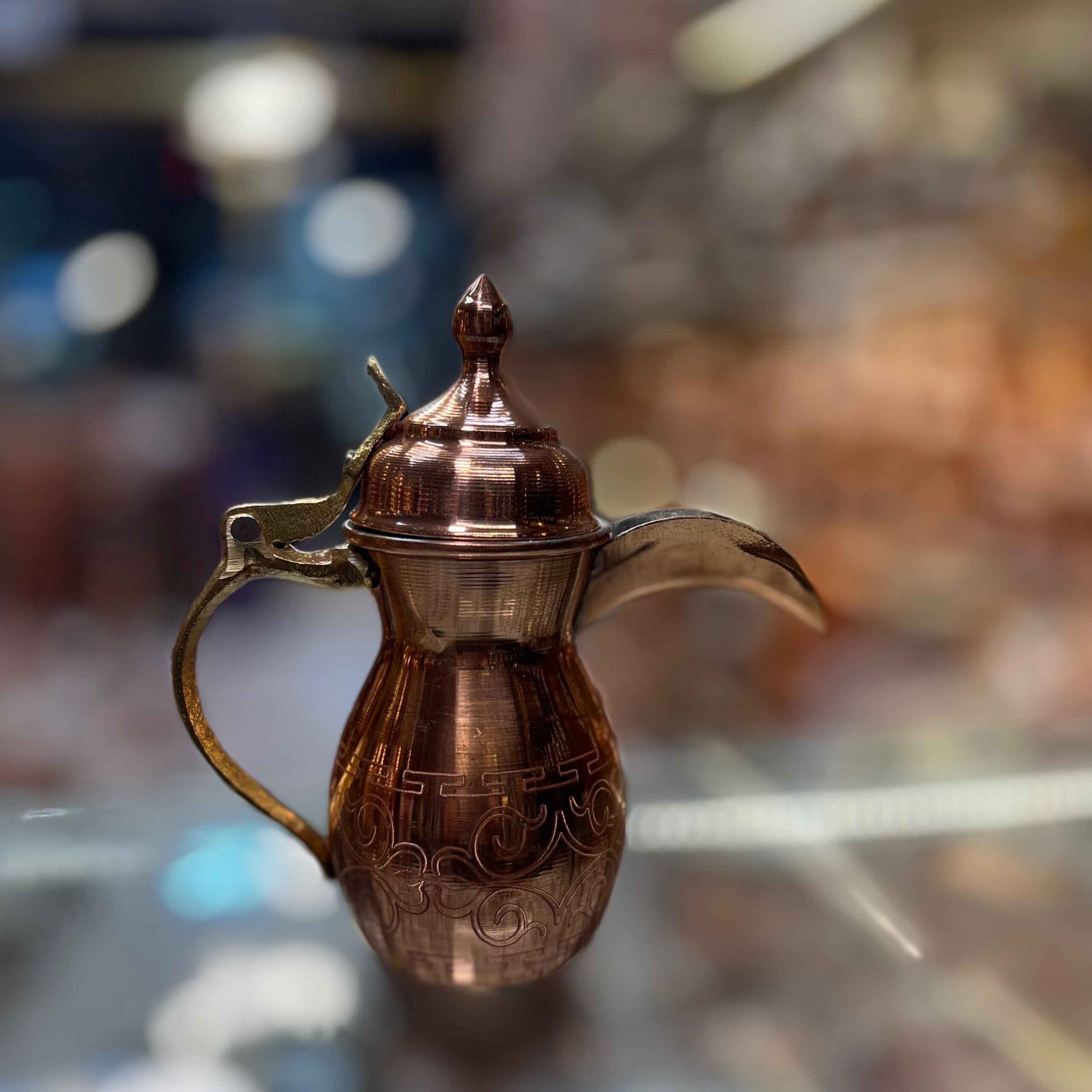 Copper Dallah Coffee Pot for Brewing Qahwa & Arabic Coffee – Model Rhymnici