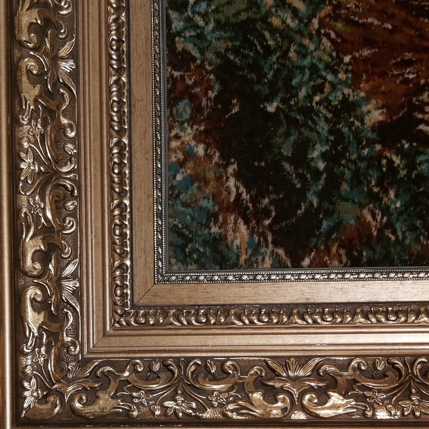 سجادة إيرانية تصويرية معقودة يدويًا من تبريز – مشهد الغابة